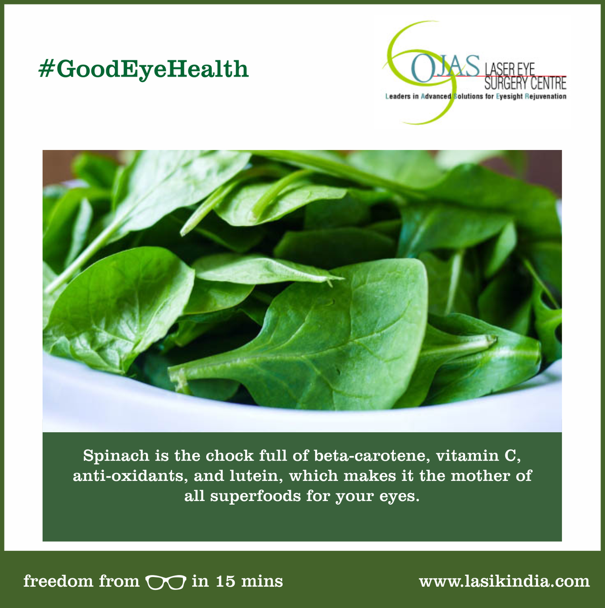 OjasMaxivision's tweet photo. How spinach can improve your eye sights? #GoodEyeHealth #Ojas #LasikIndia#Eyecare #Bandra #Mumbai http://t.co/7Vfttl34jj