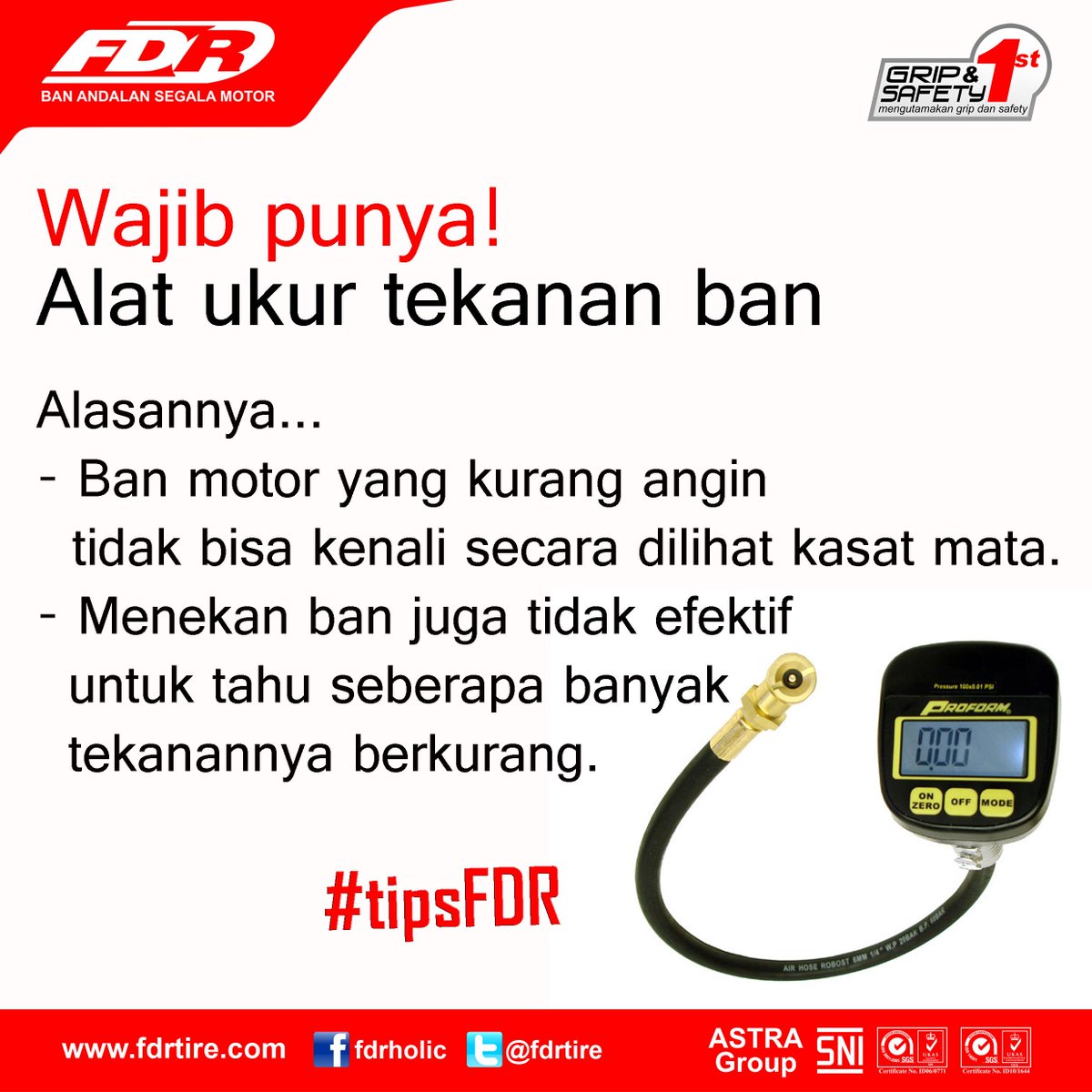 Ini dia alasan mengapa Sobat FDR wajib punya alat ukur tekanan ban