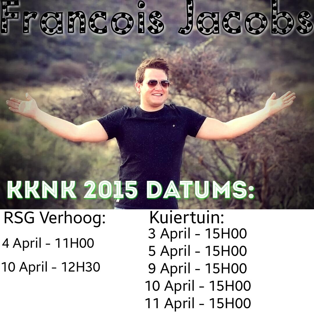 Francoissanger's tweet photo. KKNK 2015 Datums en tye: @AbsaKKNK @zarsg @francois_jacobs http://t.co/imXfMWDnXD