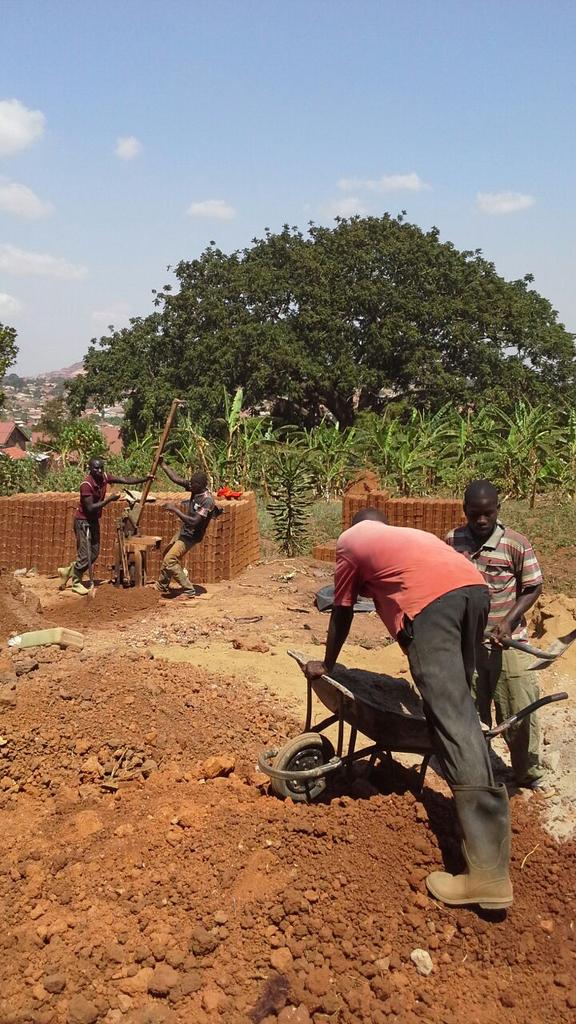 thetownbuild's tweet photo. In pictures @thetownbuild #NansanalowCostHome walling starts to take form with #t4t userCrafted #StabilisedSoilBricks http://t.co/kPM1t2mK5A
