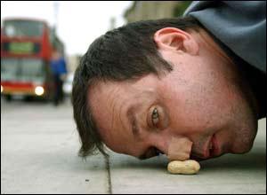In 2003, Mark McGowan pushed a peanut from Goldsmiths College to Downing Street in protest at his student debt.

#pr