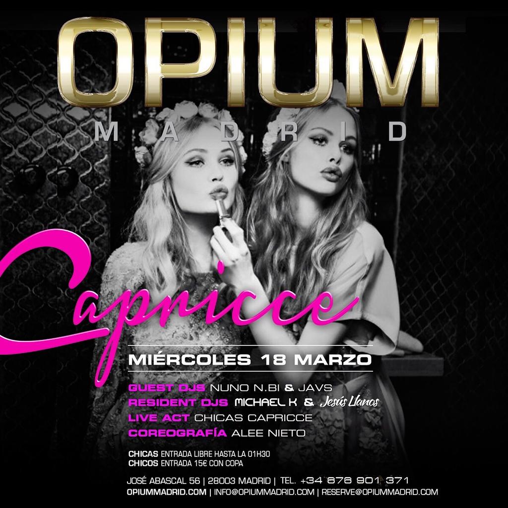 Deseando que llegue esta noche para disfrutar de cena, cocktail y el mejor funky y R&amp;B de #Capricce en <a href="/OPIUMMadrid/">OPIUM Madrid</a>