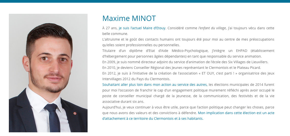 #1Jour1Candidat
Aujourd'hui, je souhaite vous présenter <a href="/MaximeMinot/">Maxime Minot</a>, mon candidat remplaçant!
courtial-vanelsuwe2015.fr