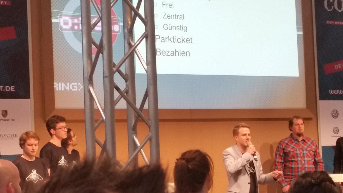 CSatETH's tweet photo. #ETH Zurich team #parkheroapp find a parking spot fast and easy #codefest8 #CeBIT http://t.co/tRsDkIqkME
