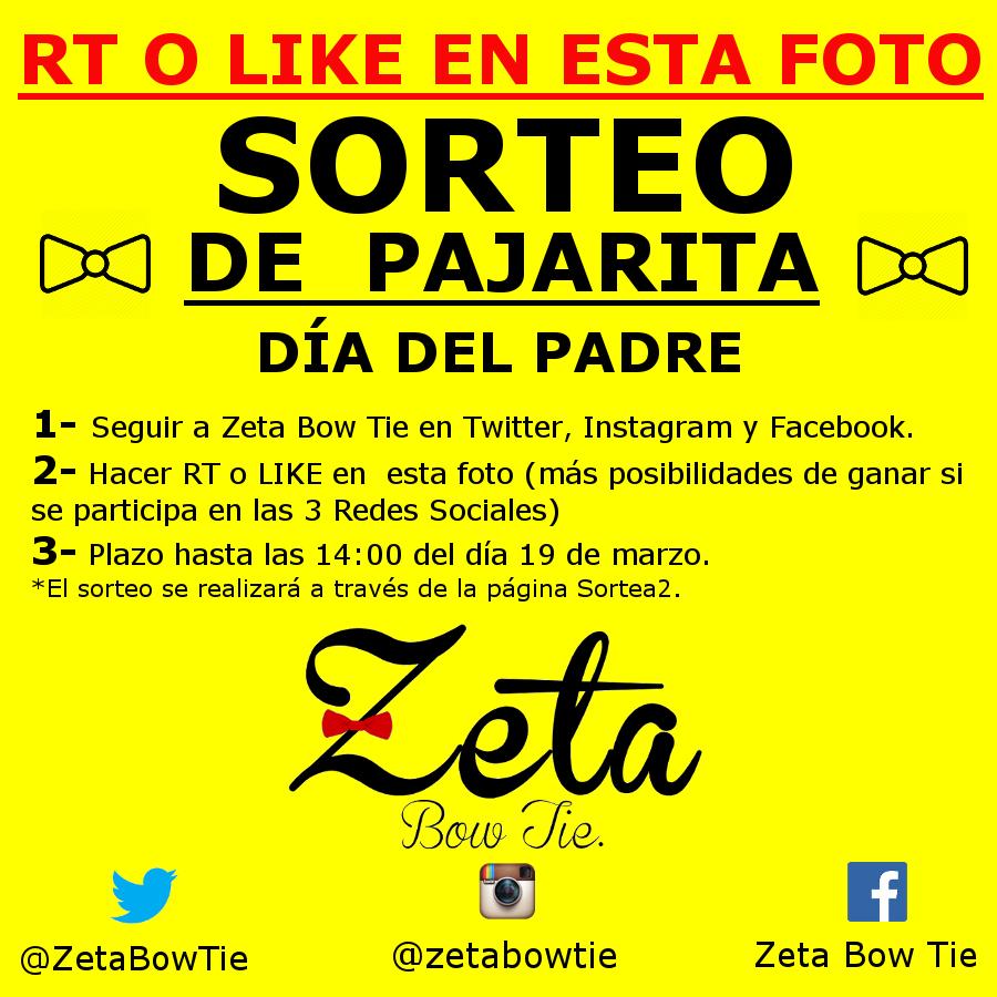 ZetaBowTie's tweet photo. ¡¡PARTICIPA!! Haz RT o LIKE en esta foto y podrás ganar una pajarita #ZetaBowTie. Síguenos previamente en las Red Soc http://t.co/QWJwjiCLTC