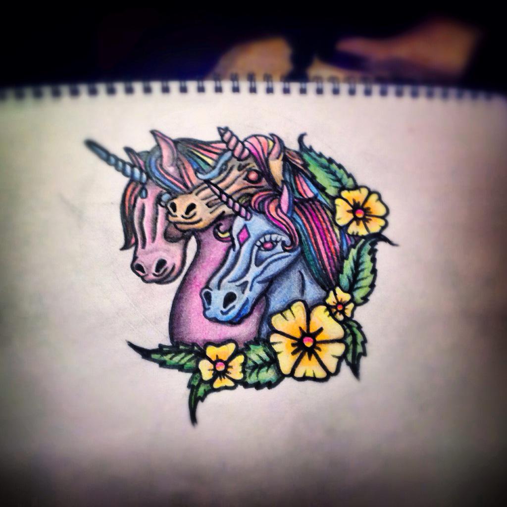 NeoTraditional Unicorn tattoo women at theYoucom
