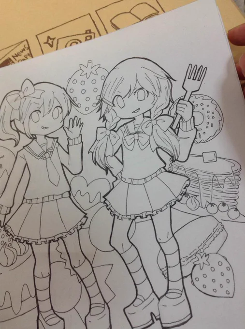 ずきゆきちゃんの絵の線画はアナログでこのボールペン使ってます 