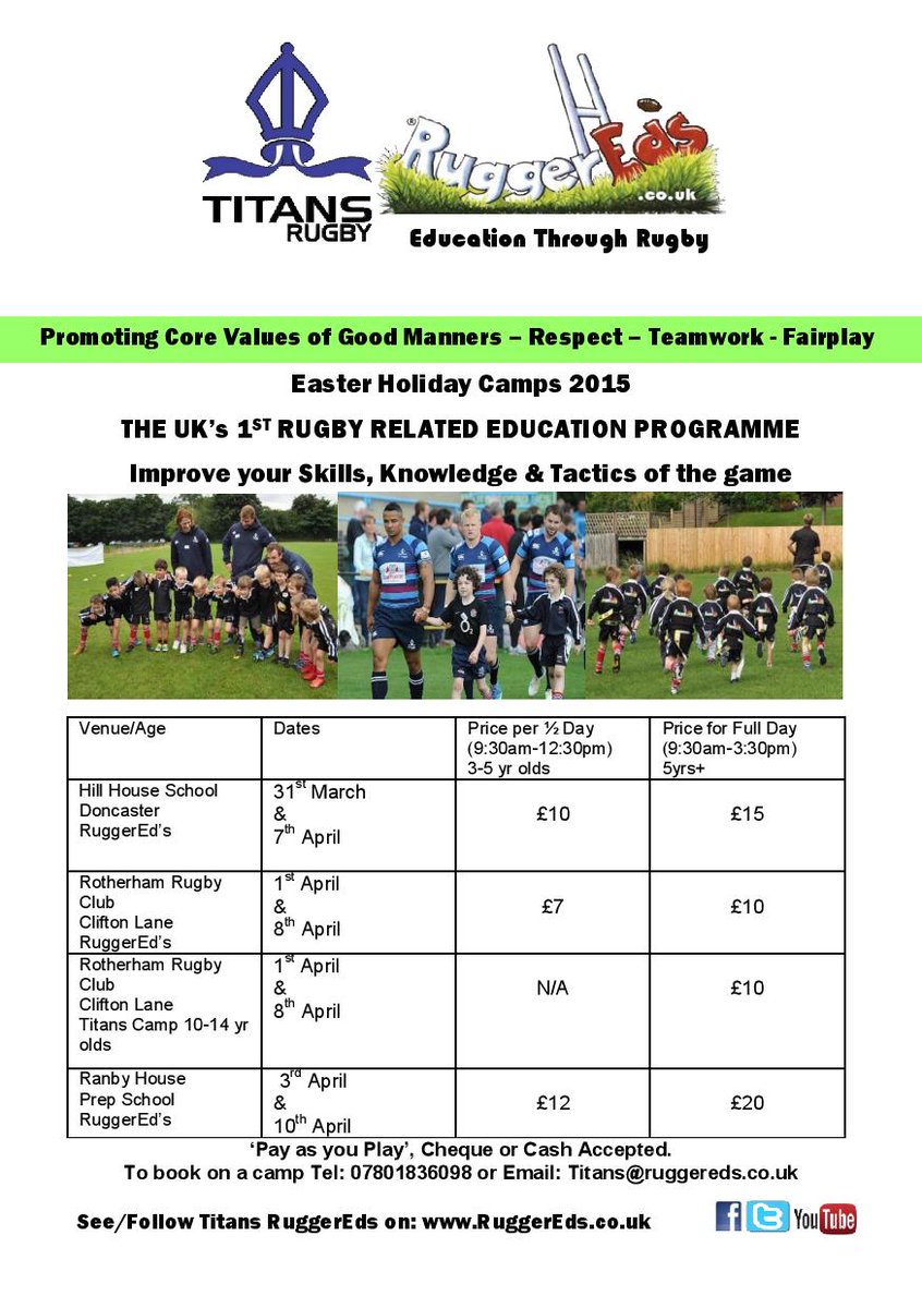 Something fun &amp; rugby related for the kids to do at Easter with <a href="/TitansRuggerEds/">Titans RuggerEds</a> Easter camps

#rotherhamiswonderful