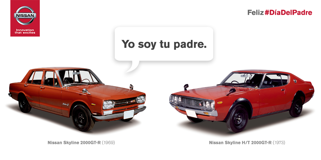 Nissan_ESP's tweet photo. Feliz #DíaDelPadre (1/8). Skyline 2000 #GTR (1969) y Skyline H/T 2000 #GTR (1973). #FamiliaGTR http://t.co/15v9osXkEp