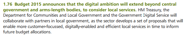 Budget 2015 - Digital ambition extends beyond central to consider local services