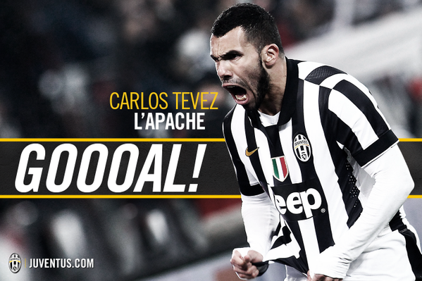 juventusfcen's tweet photo. Three minutes on the clock and @carlitos3210 sends the away fans into raptures with a stunning goal from range! #UCL http://t.co/vCvYOU6JRt