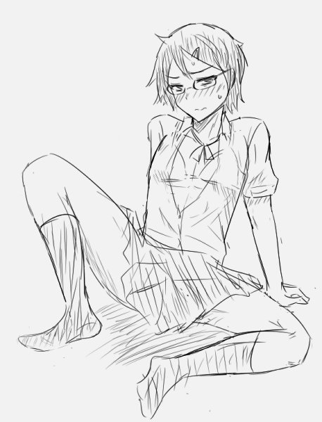 お題のメガネ男子(ついでに女装)。メガネっ娘の制服を着させられた普段は裸眼の男子 #私の嫌いな食べ物当てた人に落書きを献上する 