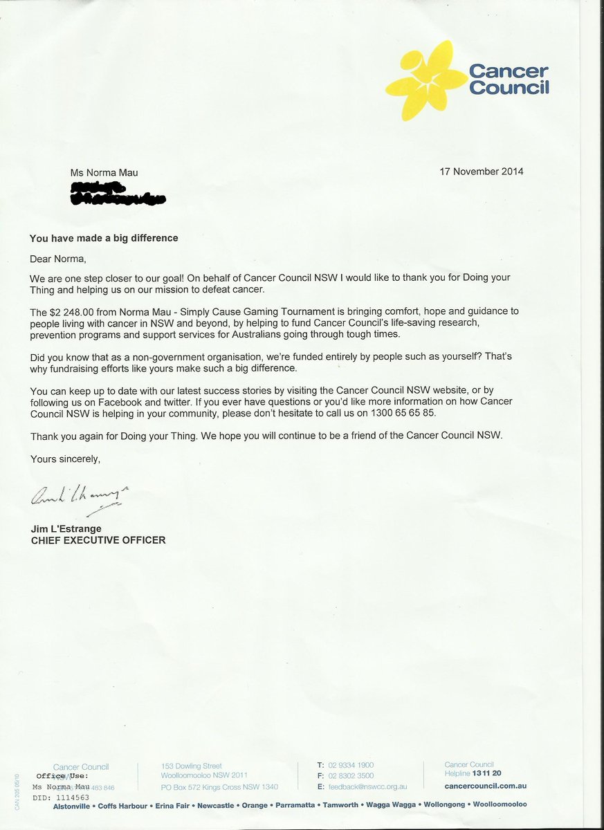 Simply_Cause's tweet image. Raffle for Cancer - Letter from Cancer council. Watch the video for more info.