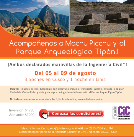 Asista a la Gira Técnica a Machu Pichu civiles.org/informacic/201…