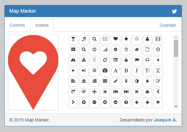 DevJoaquin's tweet photo. Una buena idea parte de una necesidad. #MapMarker for #GoogleMapsAPI. Font Awesome Icons + Canvas #HTML5. http://t.co/siTVFKlO2G