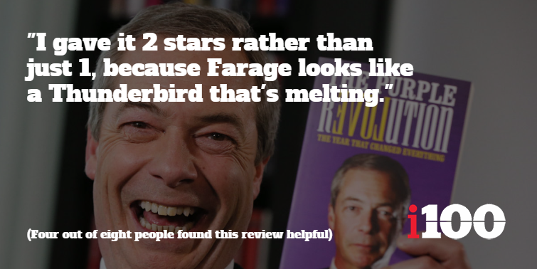 Independent's tweet photo. The best worst Amazon reviews of Nigel Farage's new book http://t.co/3Z5PWuoldE http://t.co/WcF20YR0p5