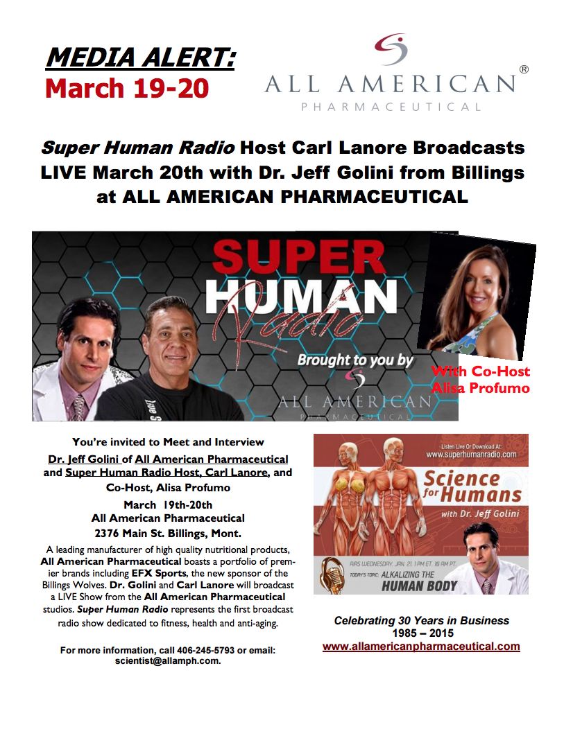 **ALL AMERICAN PHARMACEUTICAL Media Alert > #aap #shr #superhumanradio #scienceforhumans