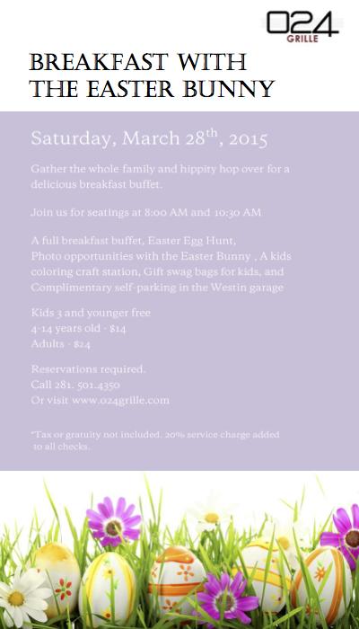 Gather the family and hop over on Sat., Mar. 28th for Breakfast with the Easter Bunny! #Easter #memorialcity #Houston
