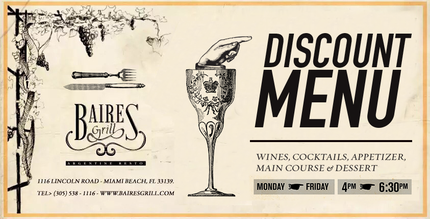 BairesGrill's tweet image. Beautiful day in Miami, after beach join us for some cocktails. #BairesGrill #DiscountMenu
