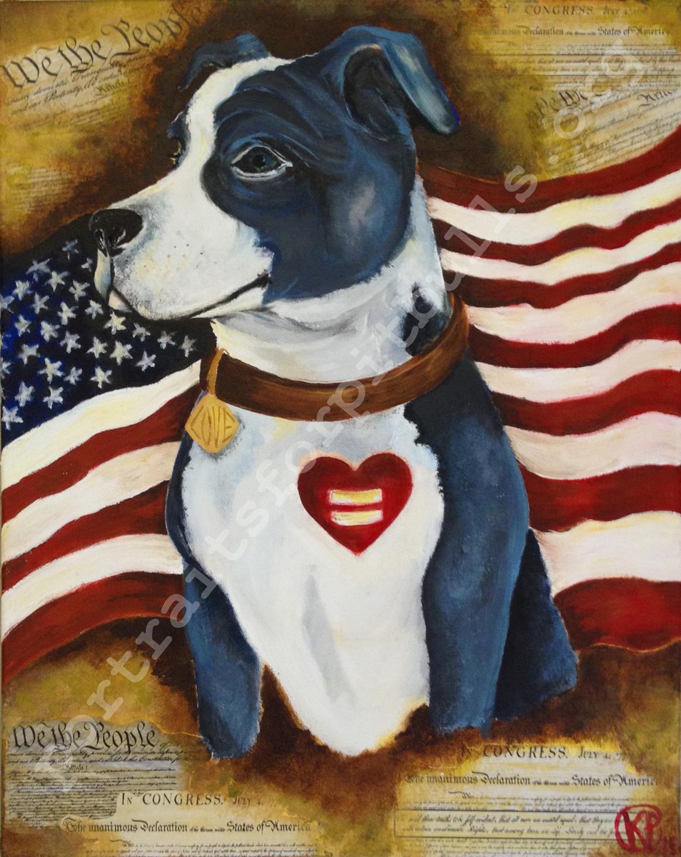 P_For_P's tweet image. New #art #prints available! portraitsforpitbulls.org Featured: "All #Dogs Are Created Equal-Say No To #BSL"