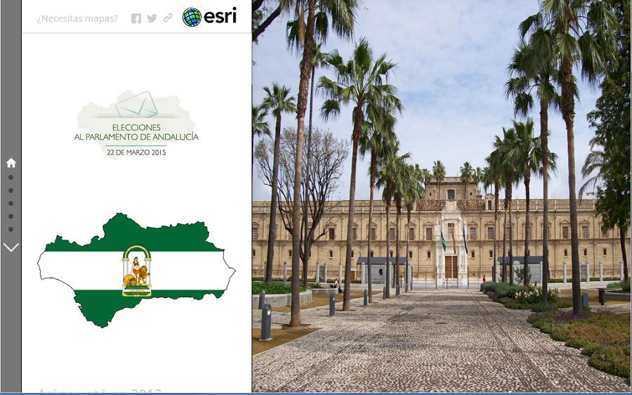 ArcGISStoryMaps's tweet photo. Election results in Andalusia, Spain: http://t.co/gQD6ZRCjaT @Esri_Spain #storymap http://t.co/nOUPeGg1mF