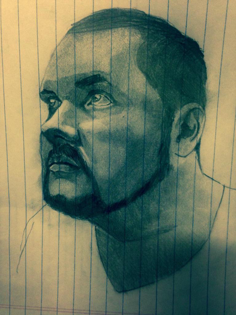 ADRGraphics's tweet image. Doodled on notebook paper... Self portrait, blue prisma with graphite