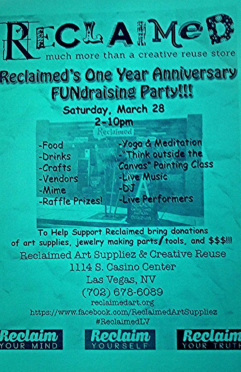 BLoveCreations's tweet photo. Join us @ReclaimedLV
#Anniversary FUNdraiser
Bring #Clothing to Trade With #TheOpenClosetProject
@THE_OCP http://t.co/014BPIh4mw
