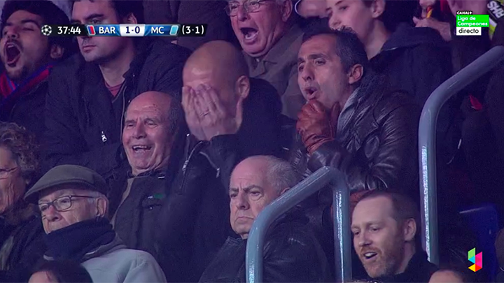 El túnel de Messi que puso en pie el Camp Nou... y a Guardiola con las manos en la cara. 
#SoñadoresBlaugranas