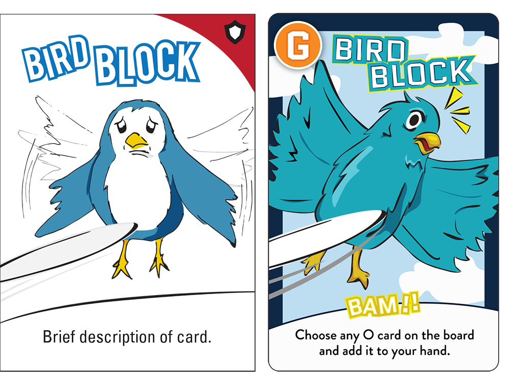 watchUFAtv's tweet photo. Our favorite card in the deck! Prototype to final. #BirdBlock
https://t.co/Gl00XjIBqi http://t.co/qrStzT5jrB