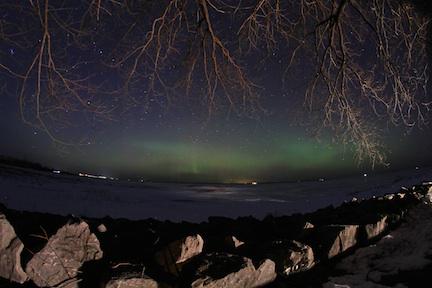 The Northern Lights were out Tuesday at City Beach in Cheboygan. #northernlights #michigan