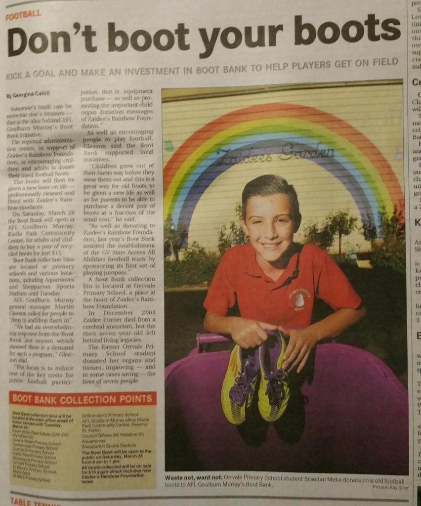 AFL_GM's tweet photo. Great article by @SN_GeorgCahill in today's @sheppartonnews about #BootBank #dropthemin http://t.co/8LhUJlWwJg