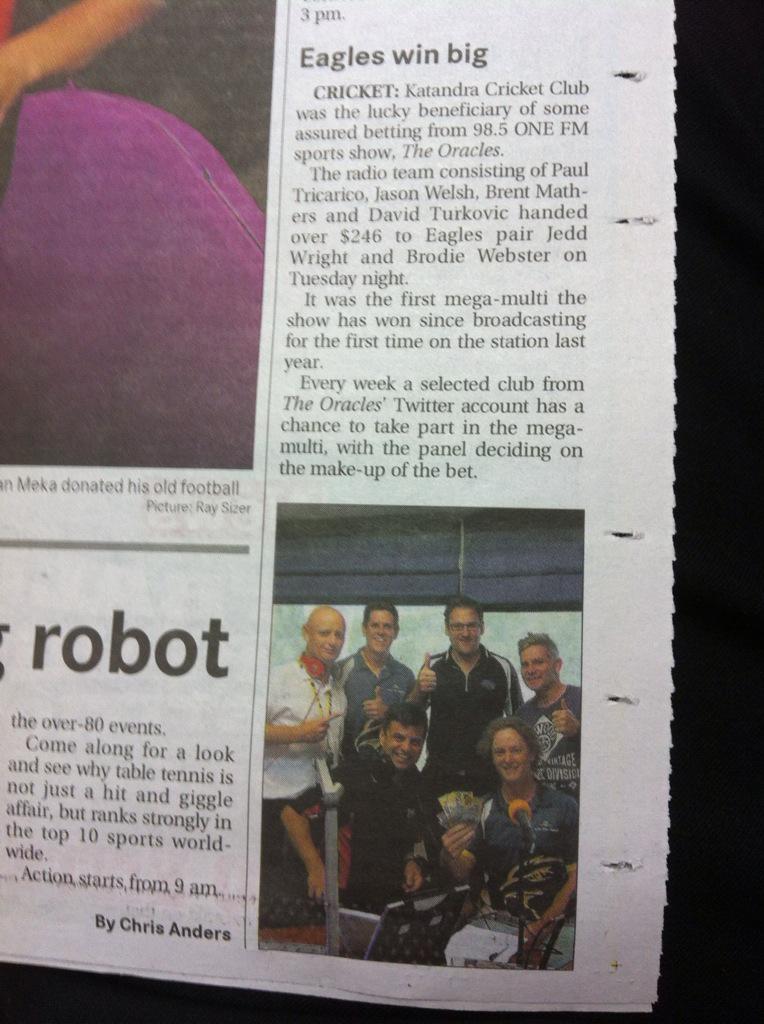theoracles985's tweet photo. #SupportingGrassRoots
Great piece in today's @SheppNewsSport about our #MegaMulti winner for @Katandracc
#GoEagles http://t.co/HzwgaeNzdF