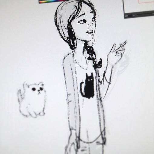 I reward myself for finishing lots of work by drawing cute girls and kittens :) 