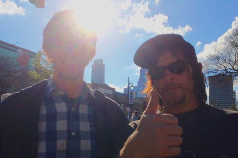 ennoia3's tweet photo. He tends to make cameras go wonky so.. #SXSWReedus RT @JoshKurp The sun photobombed my moment with Norman Reedus. http://t.co/cZ2pObXHCA