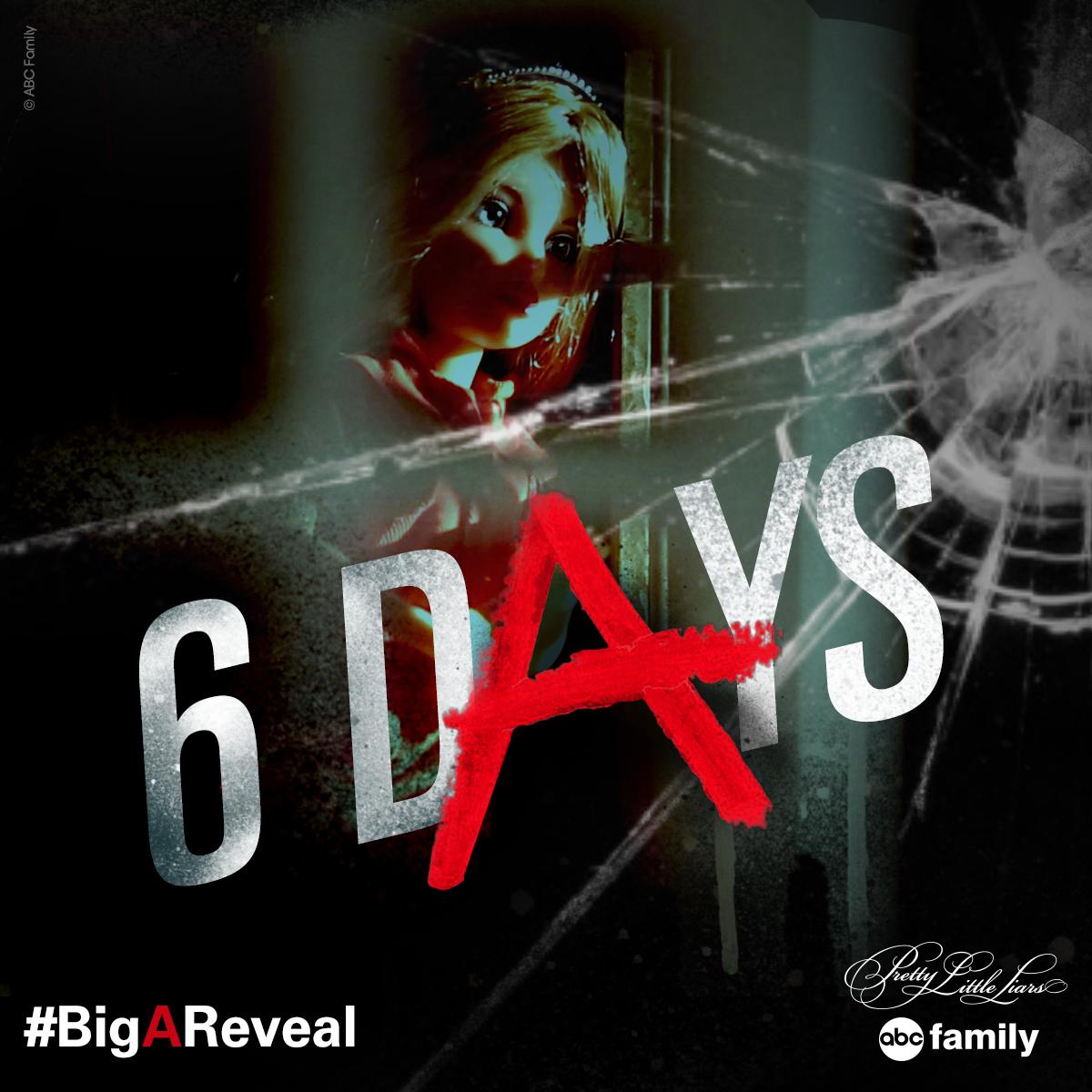 FreeformTV's tweet photo. 6 d🅰ys remain until the #BigAReveal! #PLL http://t.co/uT1Aa6NMzA