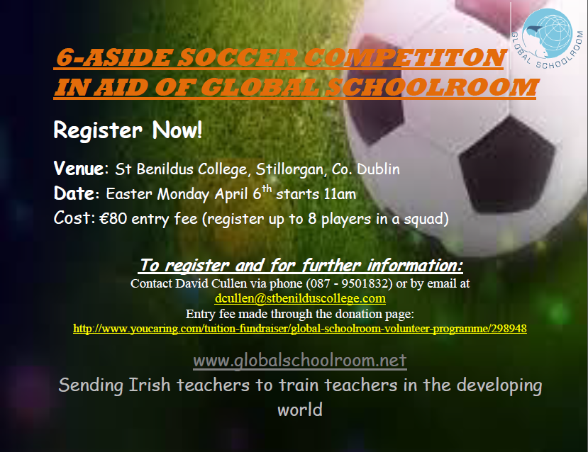 archipelago_ie's tweet photo. 6-a-side tournament Monday 6th April to raise funds for David Cullen to particpate in @globalschoolrm programme. http://t.co/FvmzX9fCCg