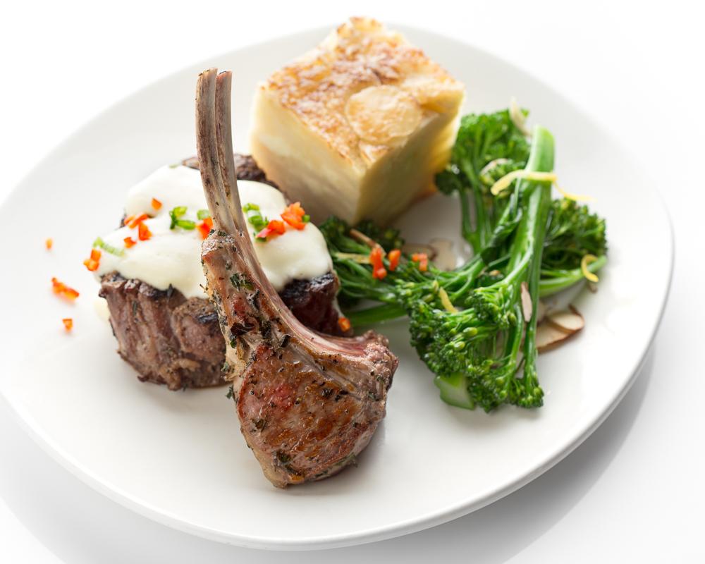 #nomnomnom Chef Erik's Kobe Sirloin and Lamp Chop entree is incredible! #thehotspot