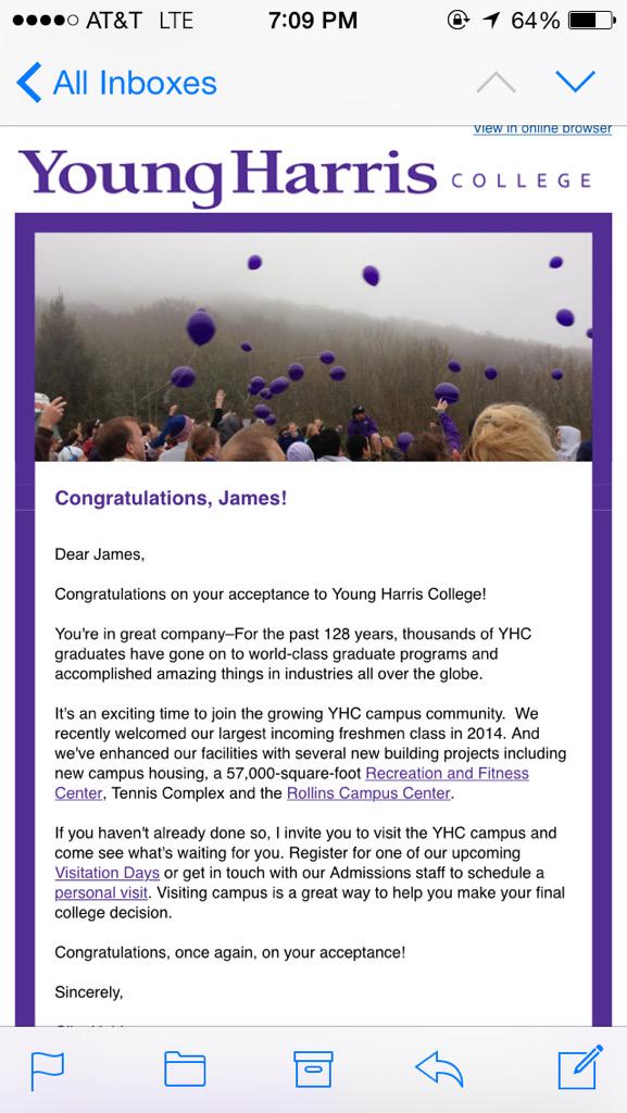 michaelh1_'s tweet image. Accepted to Young Harris! #NotGoing