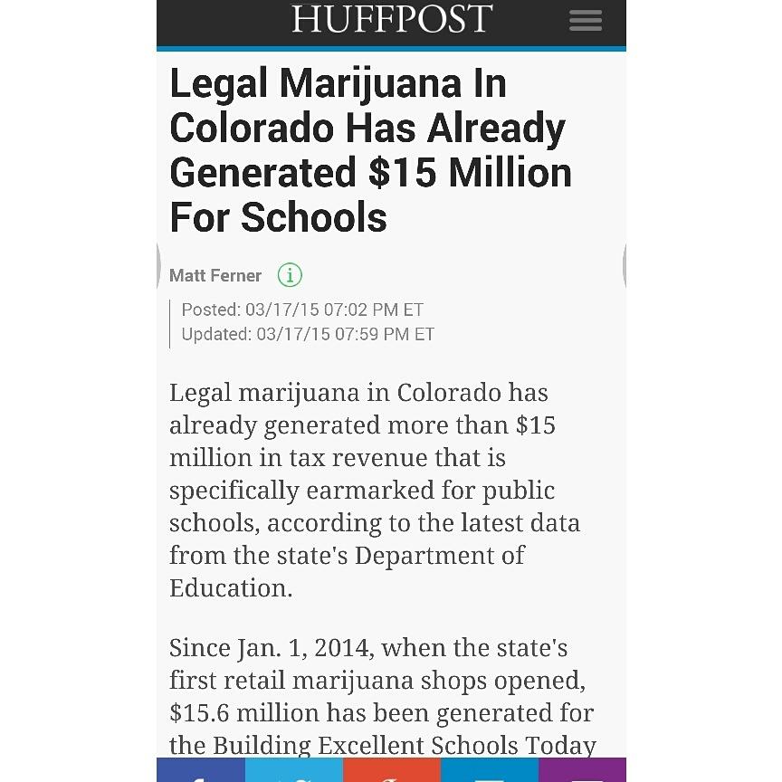 MYOCradioshow's tweet photo. Legal cannabis generated $15.6 million dollars for svhooi in Colorado. Why are others schools closing across the USA? http://t.co/kz59gtfC4u