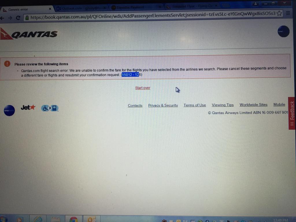 Princeakeem's tweet photo. @Qantas why do I keep getting this error message? I've wasted hours trying to book these flights http://t.co/v5leNDi6bA