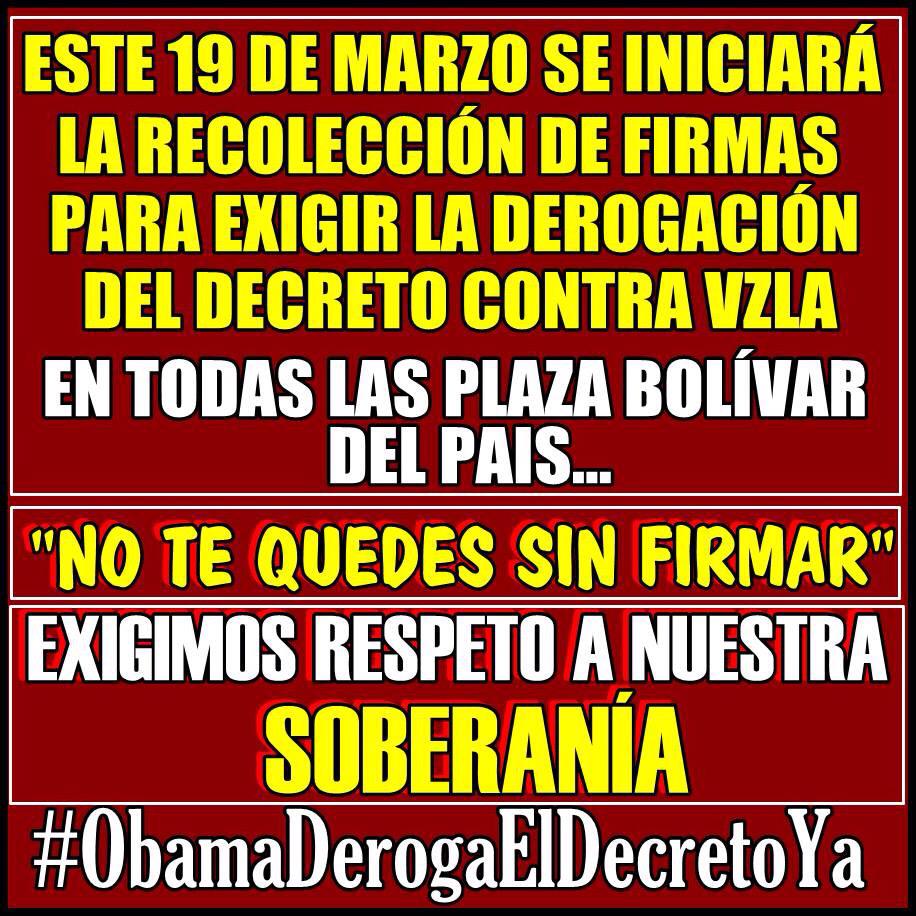 ActuarioJLPerez's tweet image. #TuFirmaXLaPatria Vamos todos rumbo a las 10Millones de firmas. Todos a Viva voz decimos  #ObamaDerogaElDecretoYa