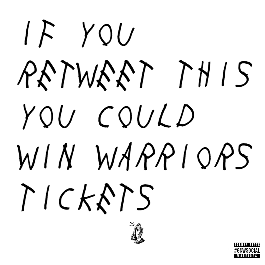 warriors's tweet photo. In honor of #GSWSocialNight, @esurance is giving away 2 #GSWFanNight tix (4/15 vs. DEN). Simply RT for chance to win. http://t.co/xKmkY4epGx