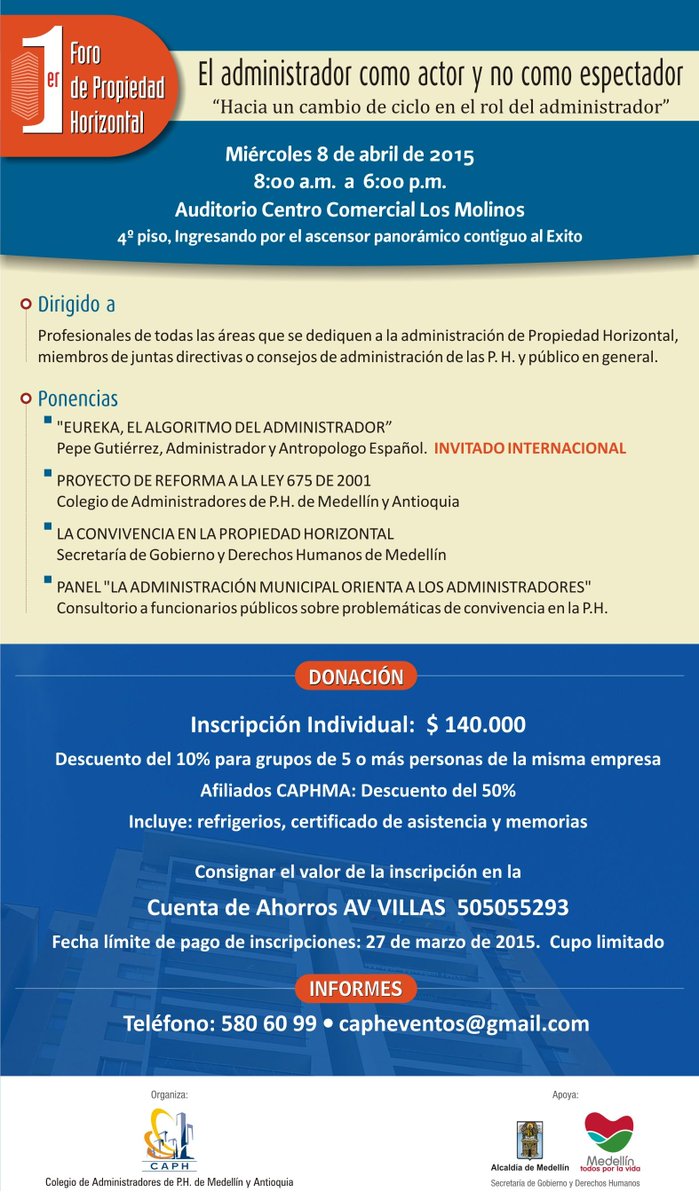 caphma's tweet image. Participa de este evento que ofrecemos en beneficio de los Administradores de PH y público en General