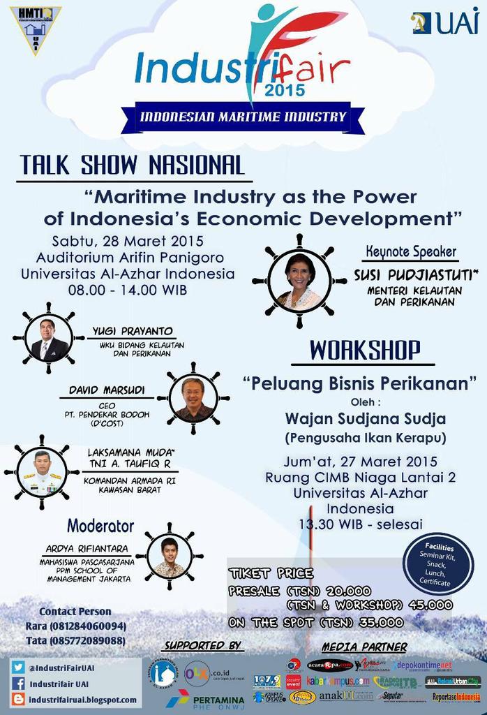 Tuh guys pembicara kita Dari mentri kelautan Ibu Susi, burun ke @UAlazhar sekarang, <a href="/IndustriFairUAI/">IndustriFair</a>