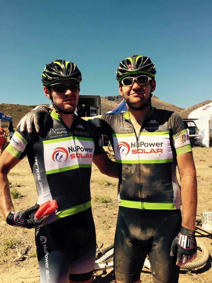 nupower01's tweet photo. Our @AbsaCapeEpic team of @samuelp53 &amp; @pbp18 looking fresh this morning and ready for Stage 4.Fresher than yesterday http://t.co/N1DsQl7mL6