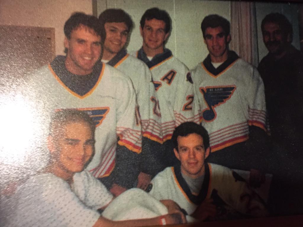 gray_s's tweet image. The boys visiting me at Glennon.  97-98 @tyake27 @AMacInnis2 @jamiemclennan29 Courtnall and Quenneville.  TY! #tbt