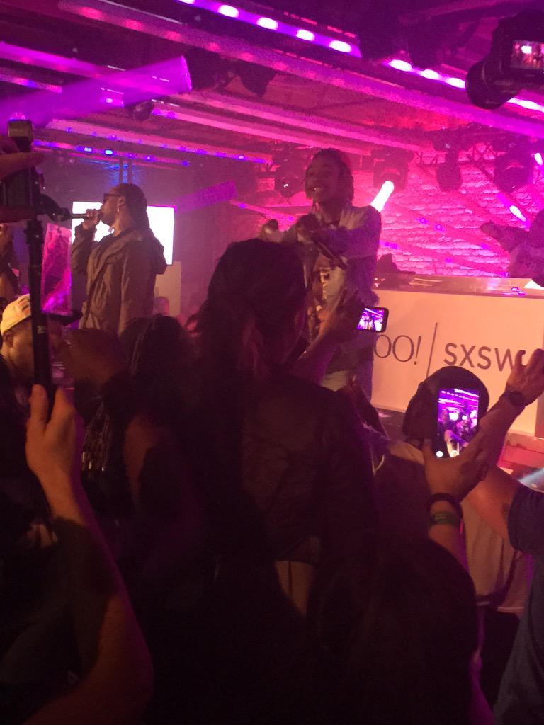 YahooMusic's tweet photo. @wizkhalifa joins @tydollasign. #sxsw #LoudPackSXSW Watch: http://t.co/yUAED2hWl5 http://t.co/wXsZIIEFxx