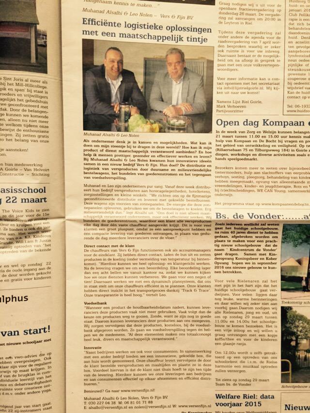 Leuke stukje over Vers &amp; Fijn #duurzaam #mvo #innovatie #klantgerichtheid dat is #versenfijn