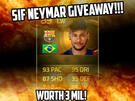 wilbakerr's tweet photo. SIF NEYMAR G/A! WORTH 3 MIL!
1.RT THIS
2.FOLLOW ME &amp; @Dare2Coutinho 
3.SUB TO ME http://t.co/JjOAojnBai
(SHOW PROOF) http://t.co/gCOHe8LpAr