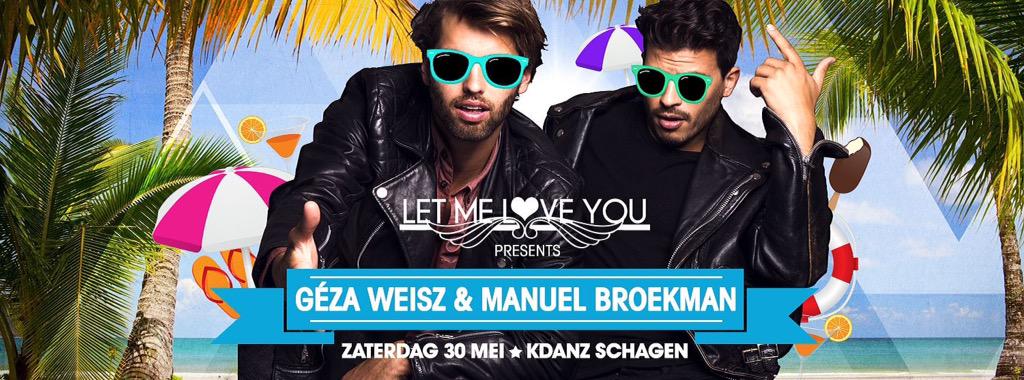 Op zaterdag 30 mei heeft <a href="/lmlyevents/">Letmeloveyou</a> @ManuelBroekman &amp; <a href="/GezaWeisz/">Geza Weisz</a> uitgenodigd in KDanz!